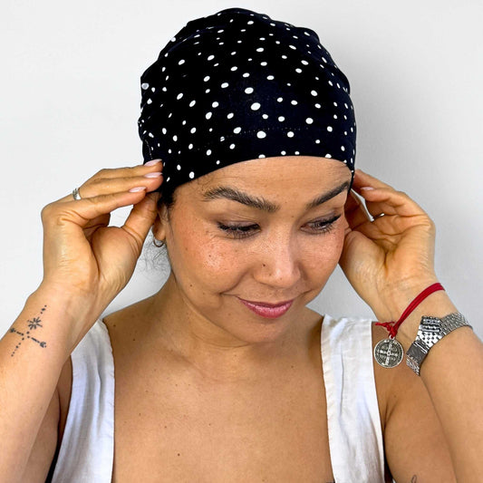 Polka Navy Softie Cap