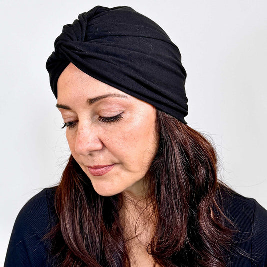 Black Plain Turban Hat