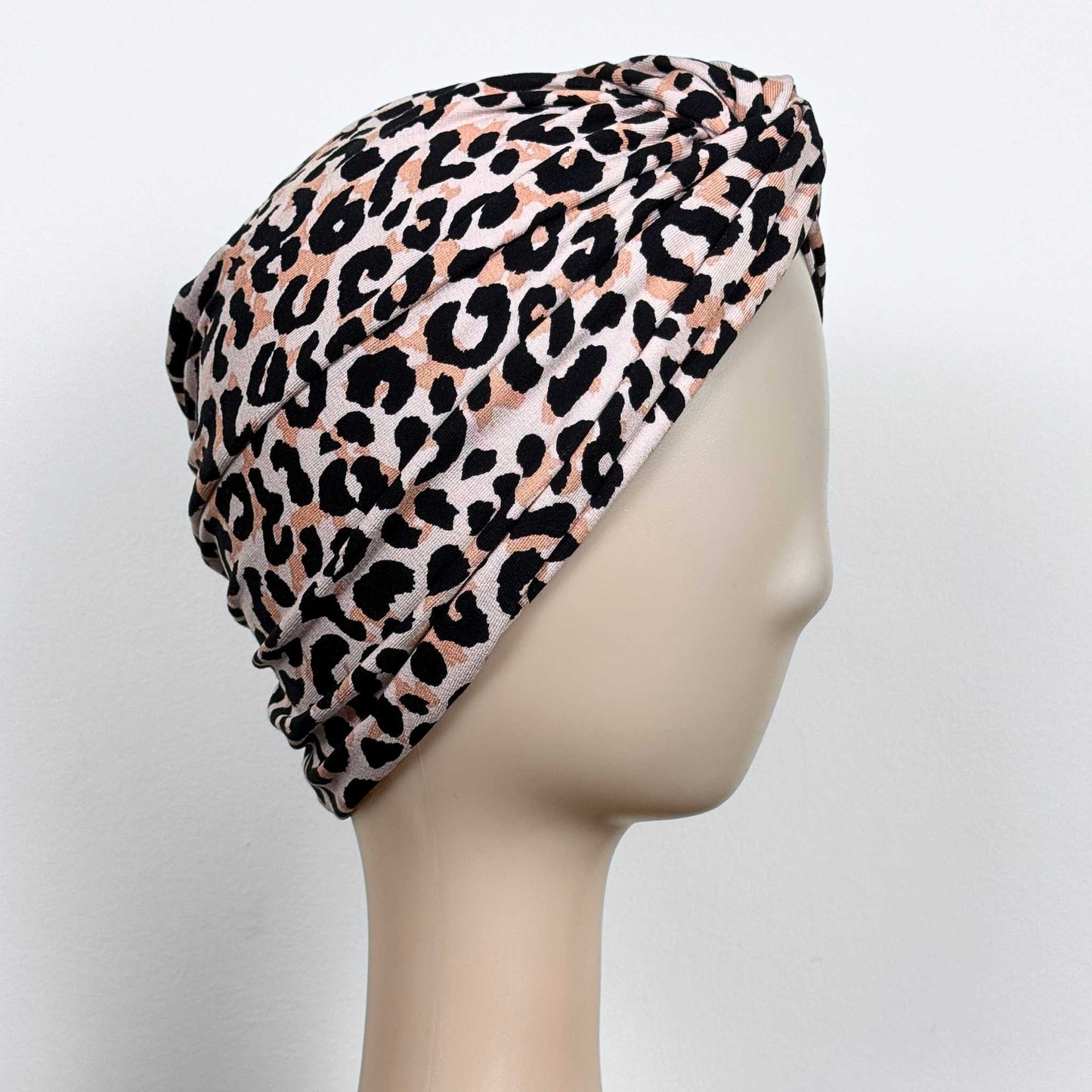Rose Animal Print Turban Hat