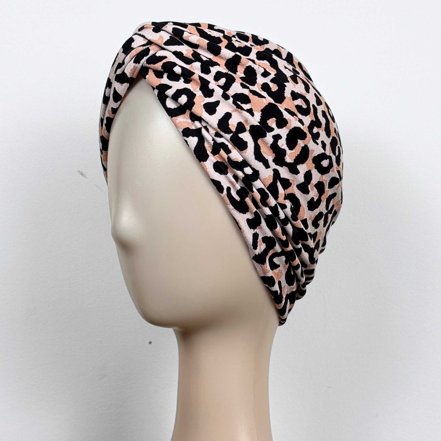 Rose Animal Print Turban Hat