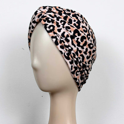 Rose Animal Print Turban Hat