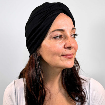 Black Plain Turban Hat