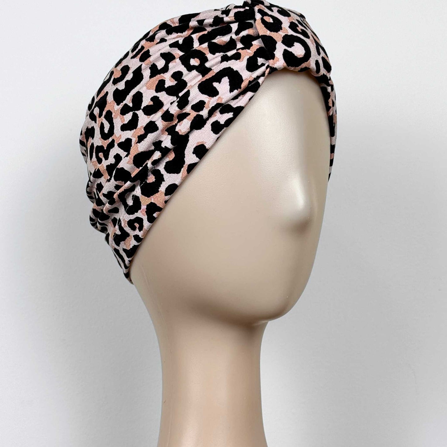 Rose Animal Print Turban Bow Cap