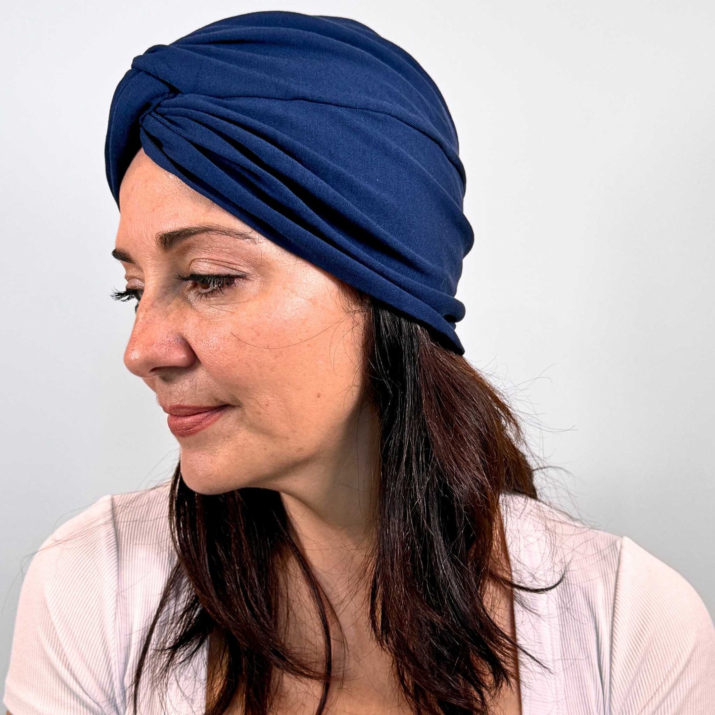 Navy Plain Turban Hat