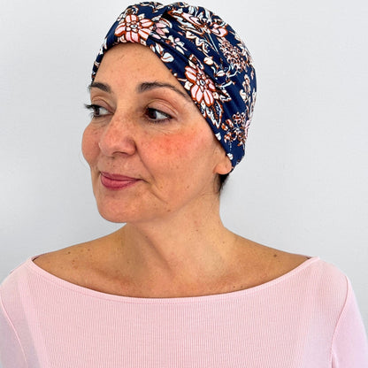 Floral Blue Bow Cap
