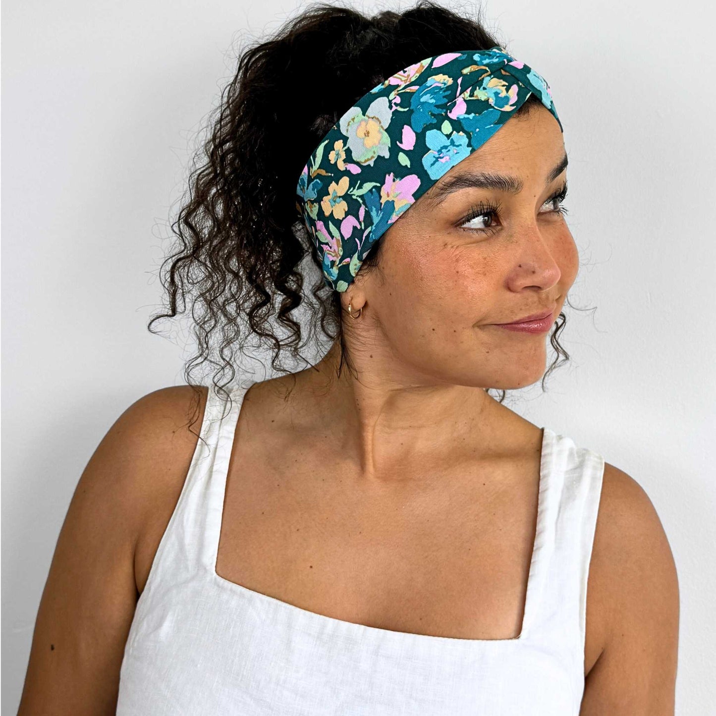 Teal Flowers Flowers Headband