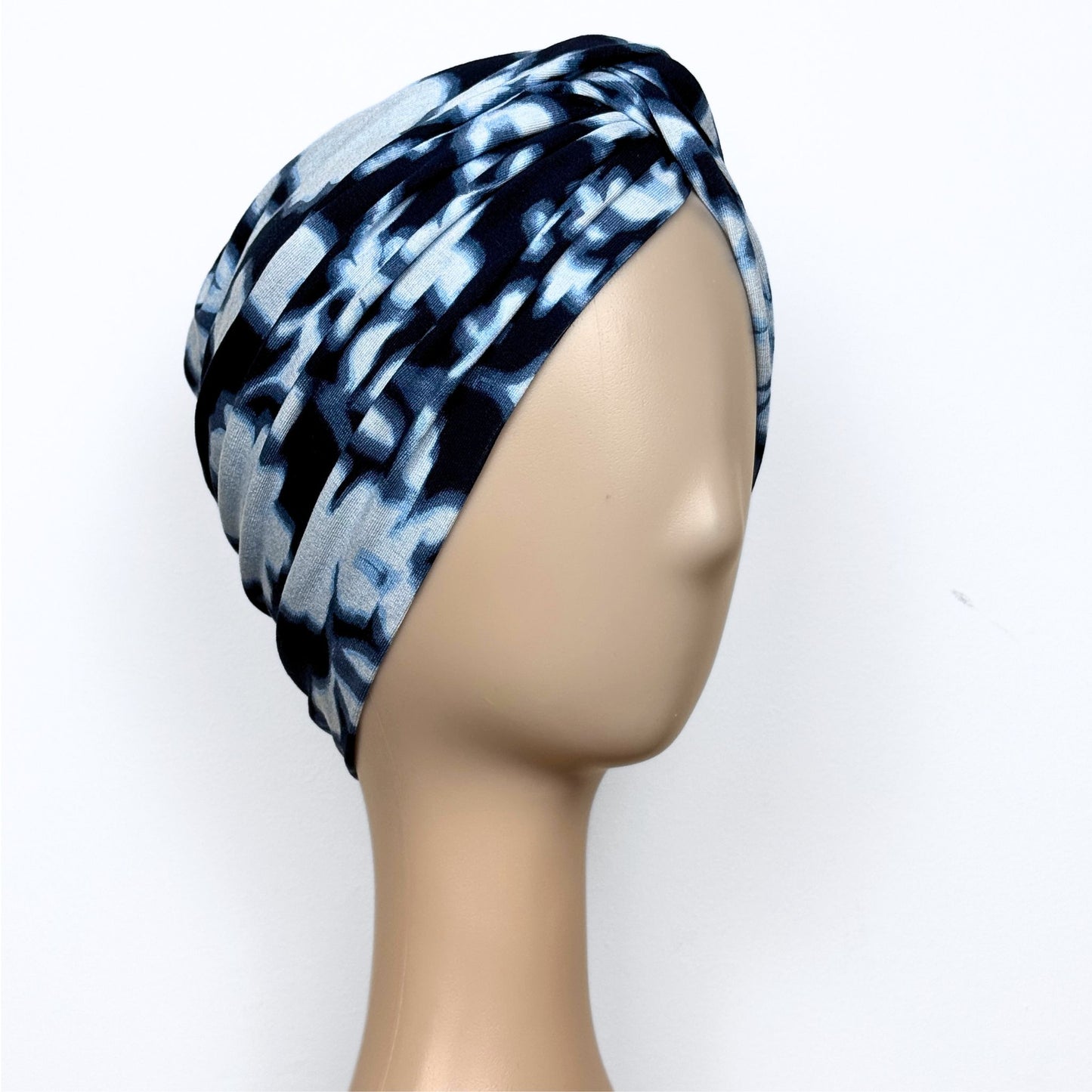 Soft Petals Blue Turban Hat