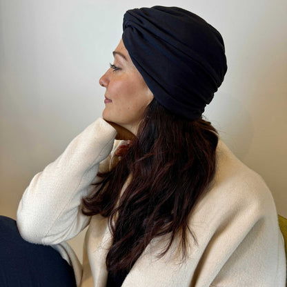 Black Plain Turban Hat