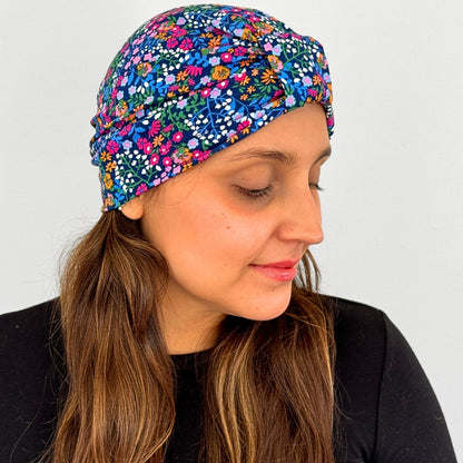 Little Flowers Blue Bow Cap