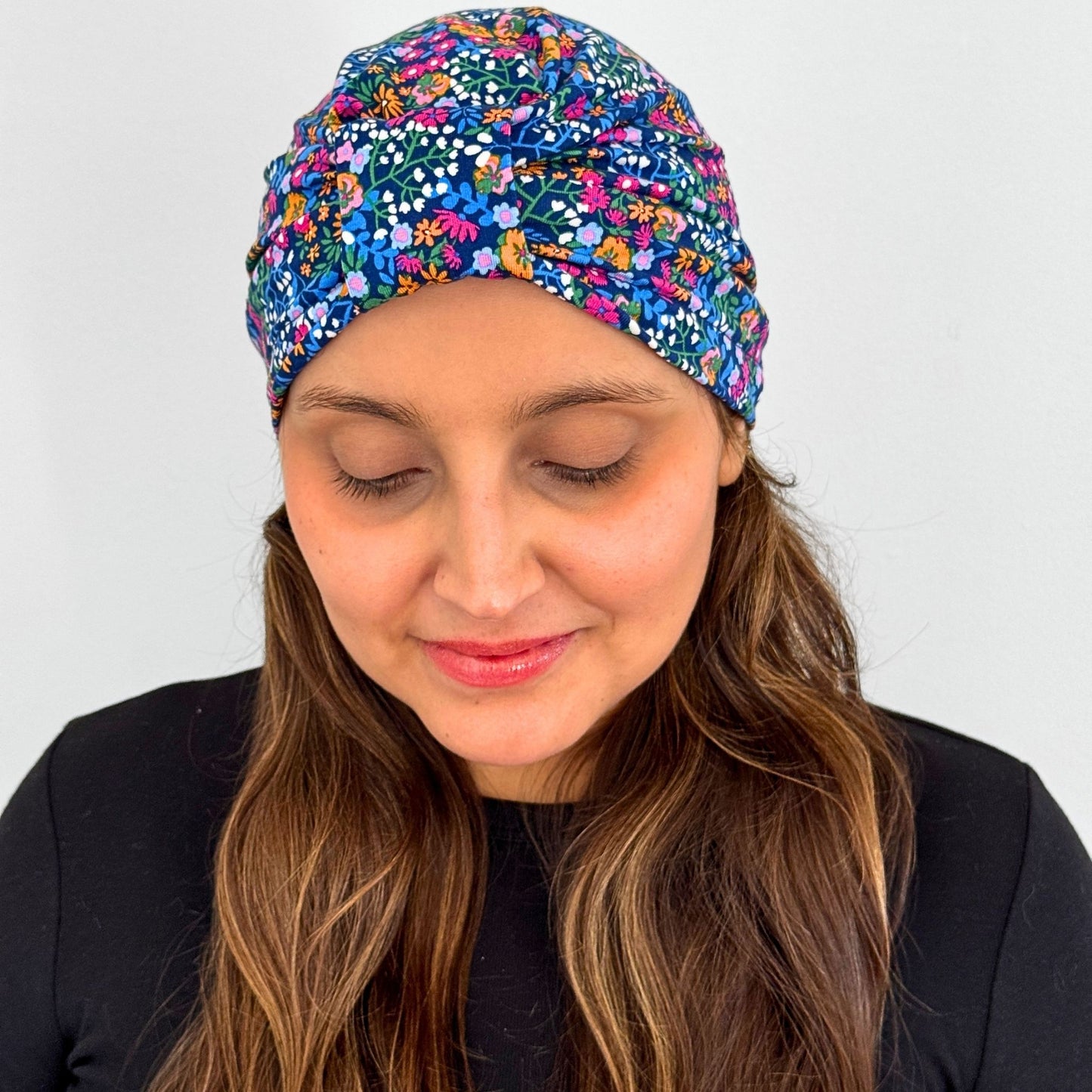 Little Flowers Blue Bow Cap