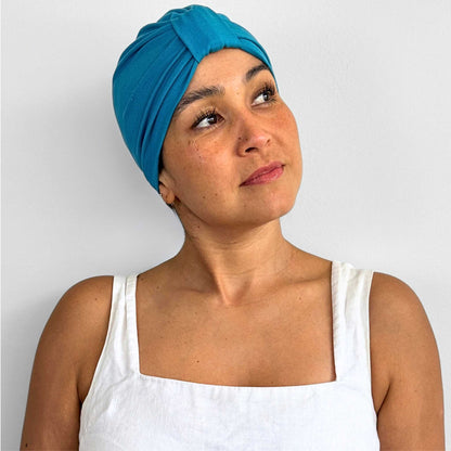 Calypso Blue Turban Bow Cap