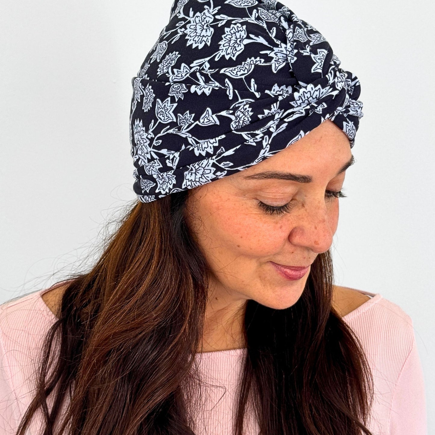 Pretty Ditzy Blue Turban Hat