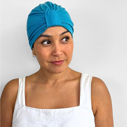 Calypso Blue Turban Bow Cap