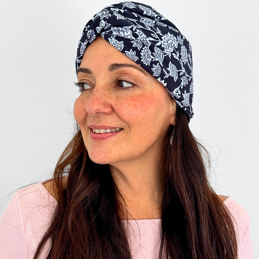 Pretty Ditzy Blue Turban Hat
