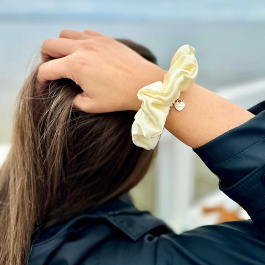 White Ivory Silk Scrunchie