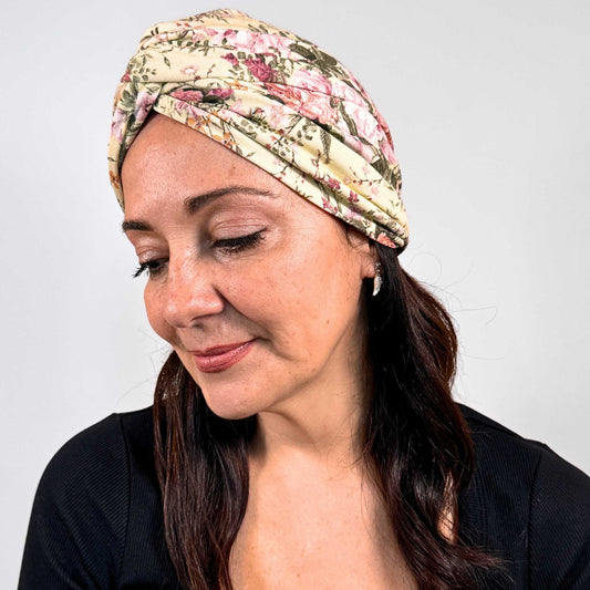 Vintage Floral Roses Turban Hat