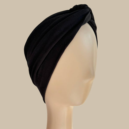 Black Plain Turban Hat