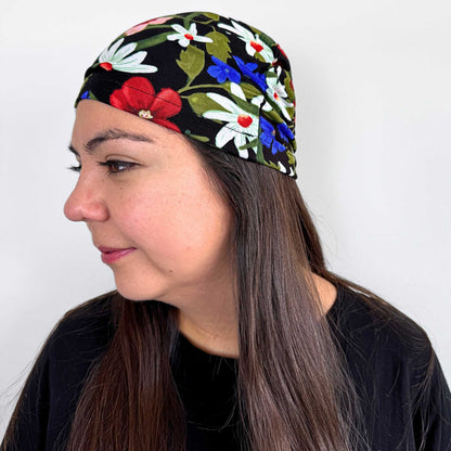 Black Flowers Softie Cap