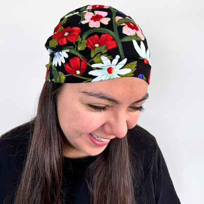 Black Flowers Softie Cap