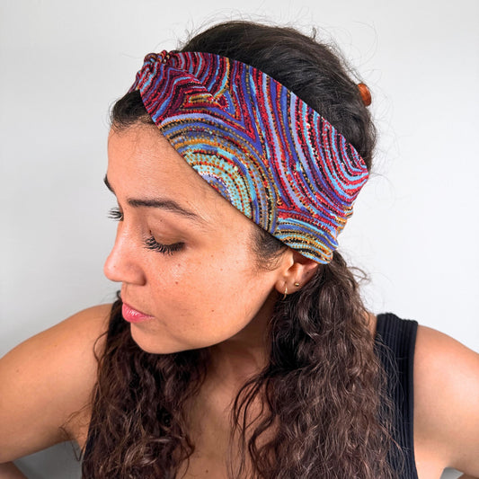 Waves Dreams Headband - Aboriginal Art