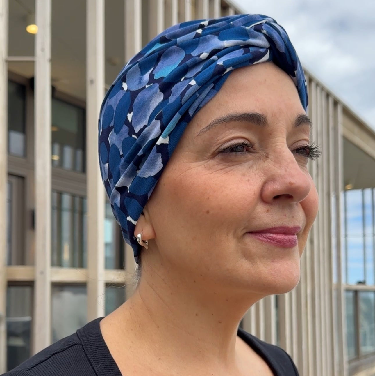 Blue Brush Turban Hat