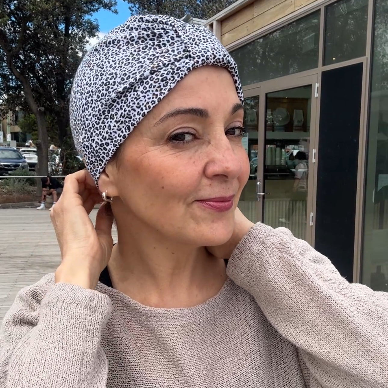 Animal Print Turban Bow Cap