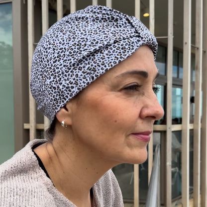 Animal Print Turban Bow Cap