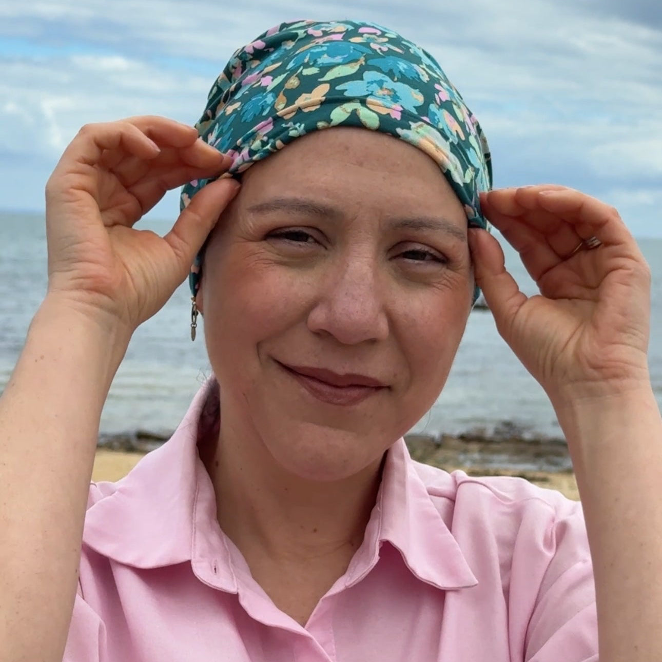 Turquoise Flowers Softie Cap