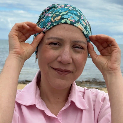 Turquoise Flowers Softie Cap