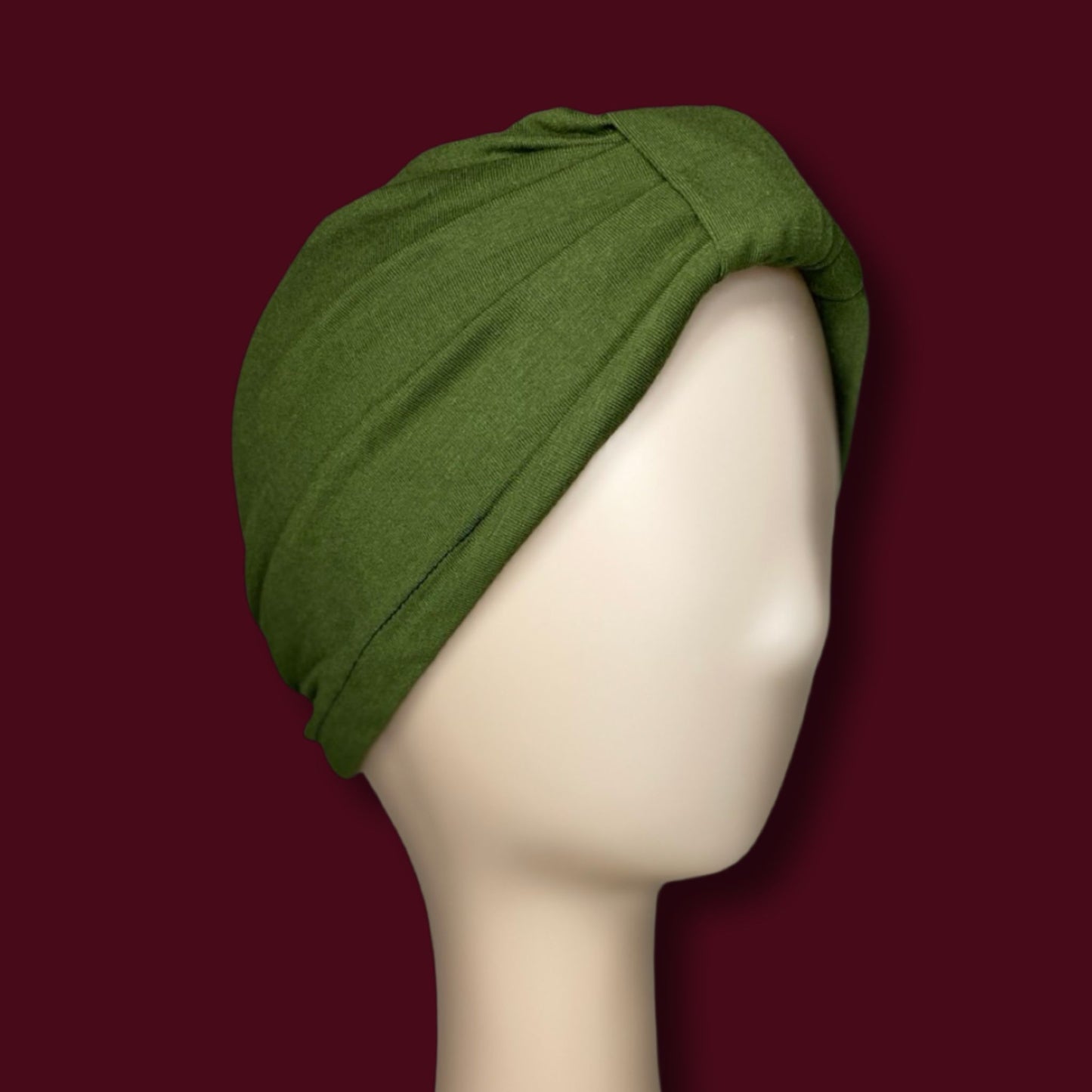 Green Plain Turban Bow Cap