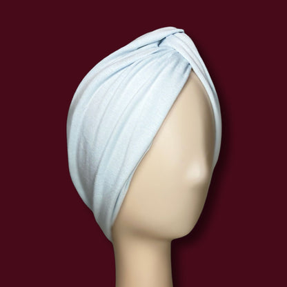 Soft Light Blue Plain Turban Hat