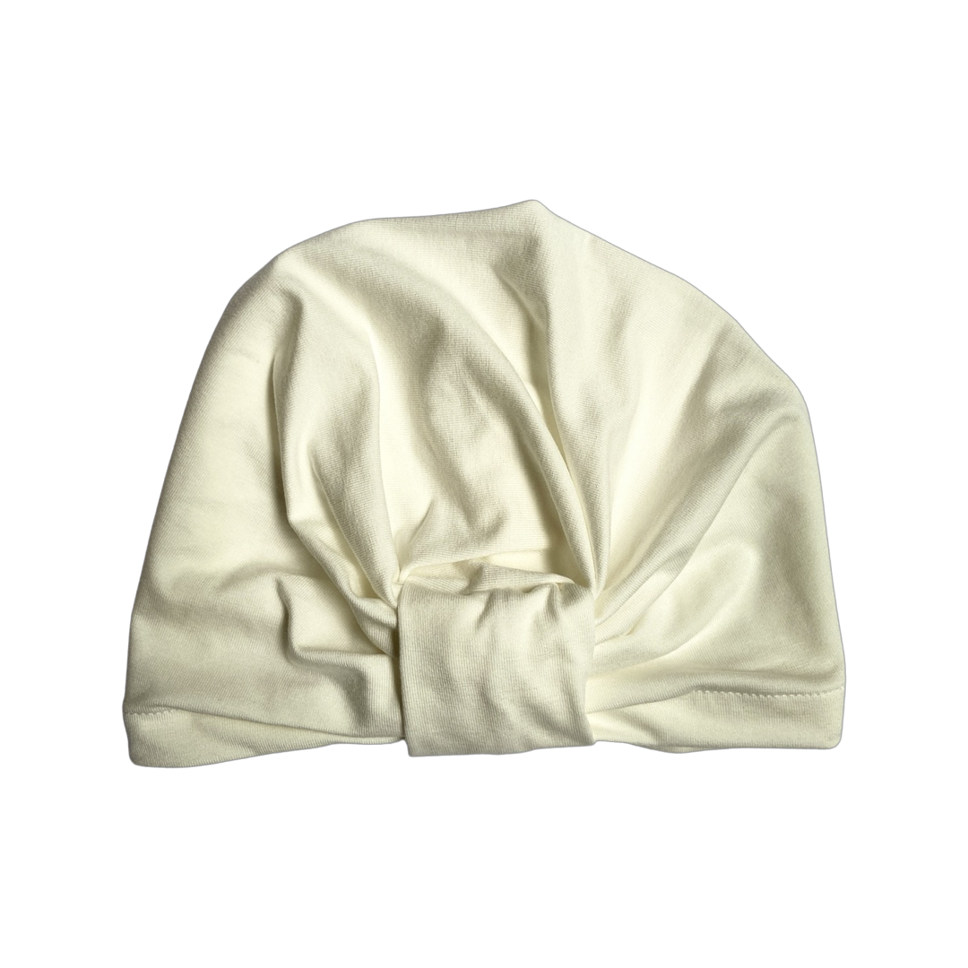 White Plain Turban Bow Cap