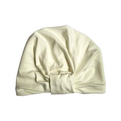 White Plain Turban Bow Cap