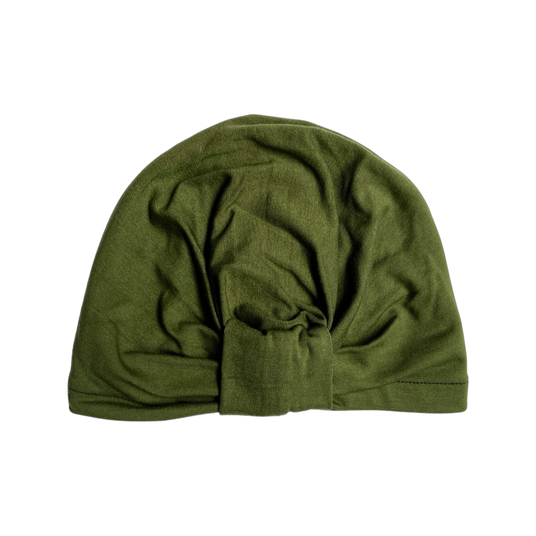 Green Plain Turban Bow Cap