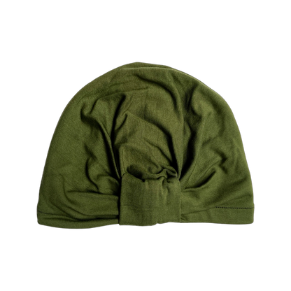 Green Plain Turban Bow Cap